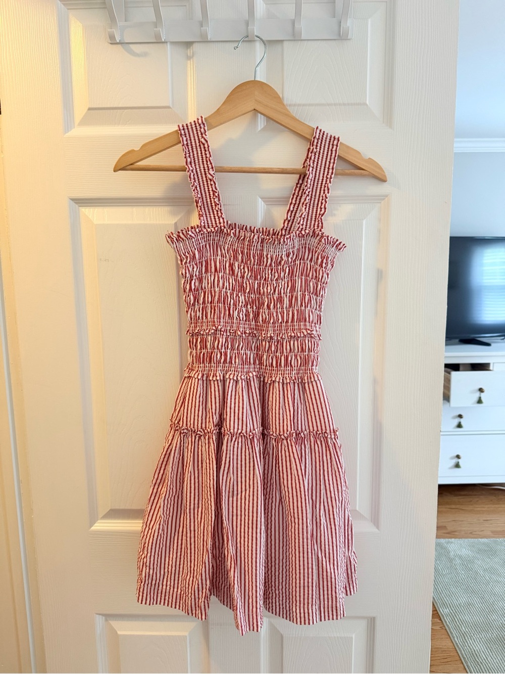 Hill House Red and White Striped Smocked Sundress
